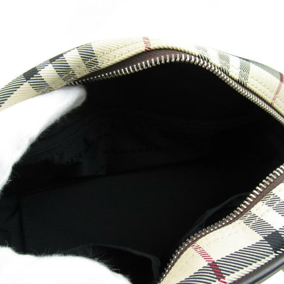 Burberry Nova Check Handbag Canvas Leather Beige Black Bag - Picture 4 of 10